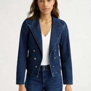NEW Sofia Vergara Fitted Denim Blazer Double Breasted Blue Small (4-6)